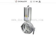 Single acting Normal Open Sanitary level 3 inch powder butterfly valves with stainless steel actuator